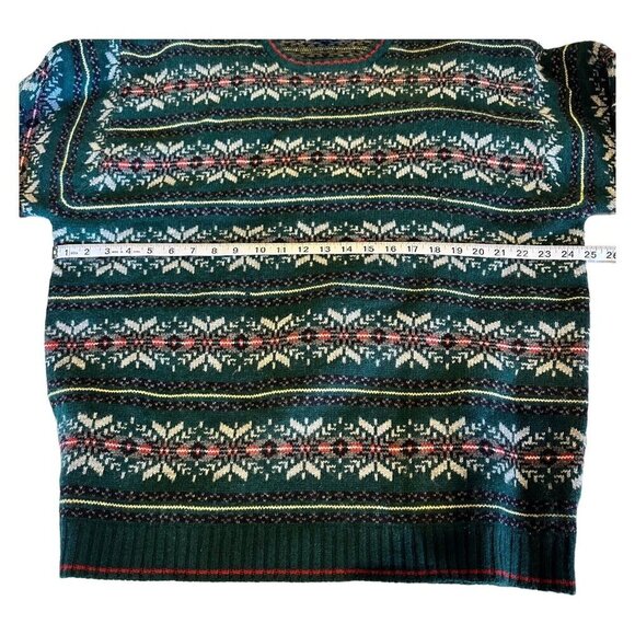 Eddie Bauer AKA Fair Isle Tall XL VTG Holiday Nordic Christmas Geometric Green - Picture 4 of 15